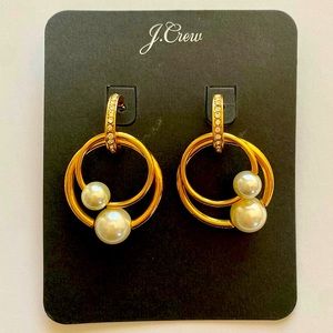 J. Crew Pearl Drop Hoop Earring NWT